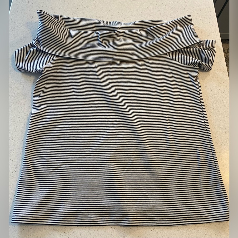 J. Crew Black and White Off the Shoulder Top